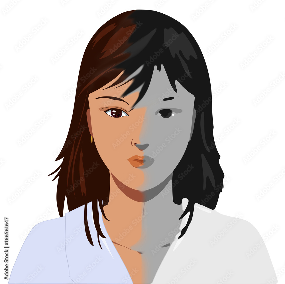Half face disturbing woman portait Half face disturbing woman portait