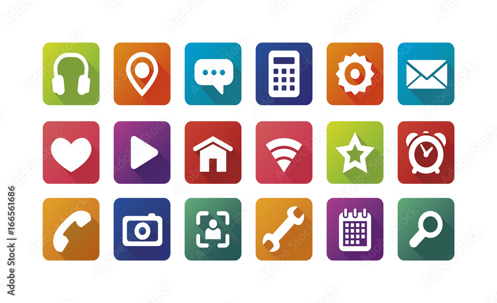 Fototapeta premium Colored icons for the Web. Full set.