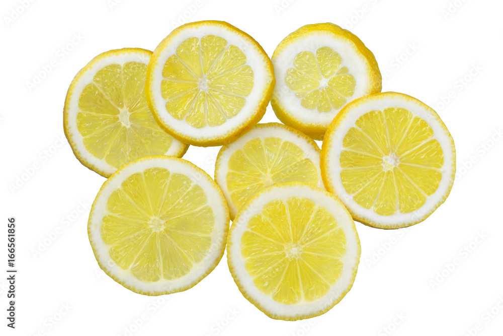 Lemon slice isolated on white background.