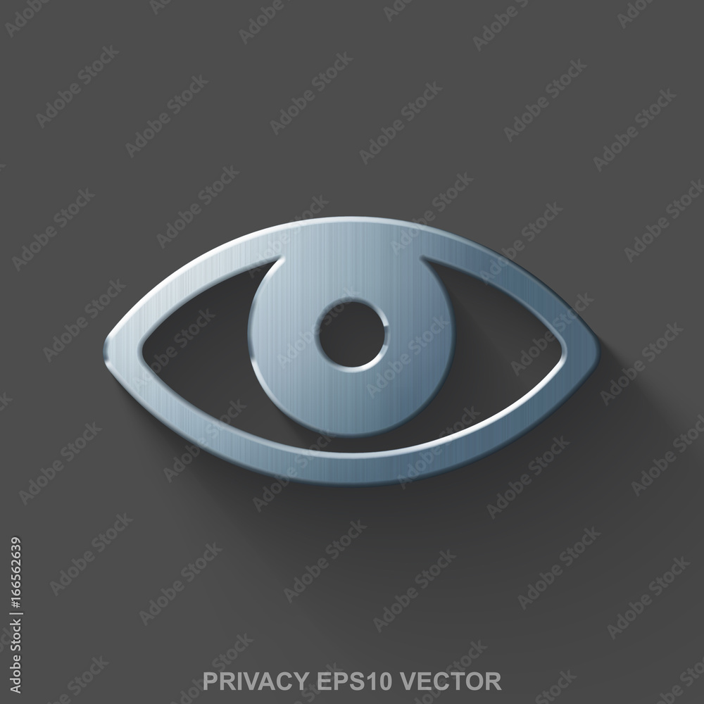 Flat metallic safety 3D icon. Polished Steel Eye on Gray background. EPS 10, vector. Flat metallic safety 3D icon. Polished Steel Eye on Gray background. EPS 10, vector.