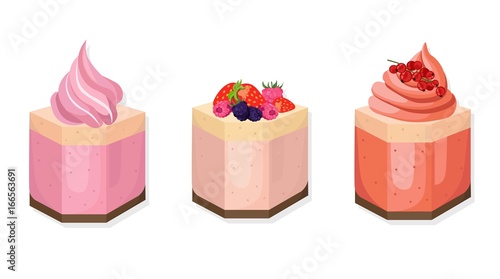 Vector delicious cakes set for menu, invitation, party