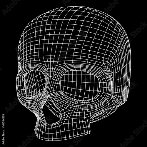 Skull Wireframe Low Poly Mesh. Vector illustration technology live and death concept