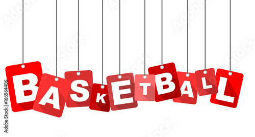 Red vector flat design background basketball. It is well adapted for web design.