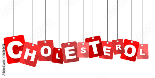 Red vector flat design background cholesterol. It is well adapted for web design.