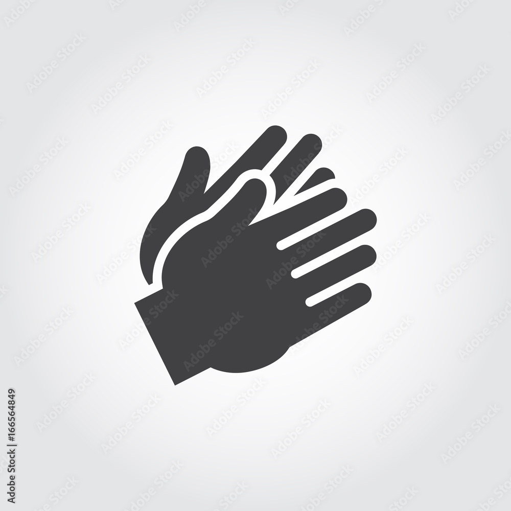 Two clapping human hands black icon. Flat sign of applause, encouragement, approval. Web graphic pictograph for business and gaming concepts. Vector illustration Two clapping human hands black icon. Flat sign of applause, encouragement, approval. Web graphic pictograph for business and gaming concepts. Vector illustration