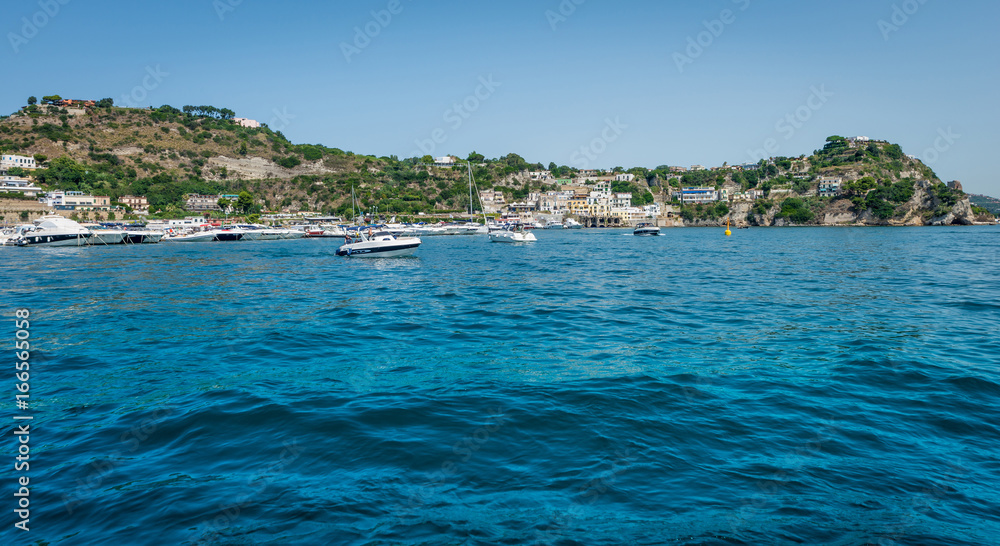 Italian coastline with boats in Summer