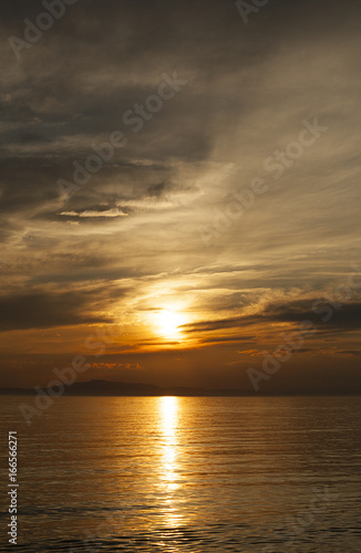 Baikal, picturesque evening sunset, Siberian nature