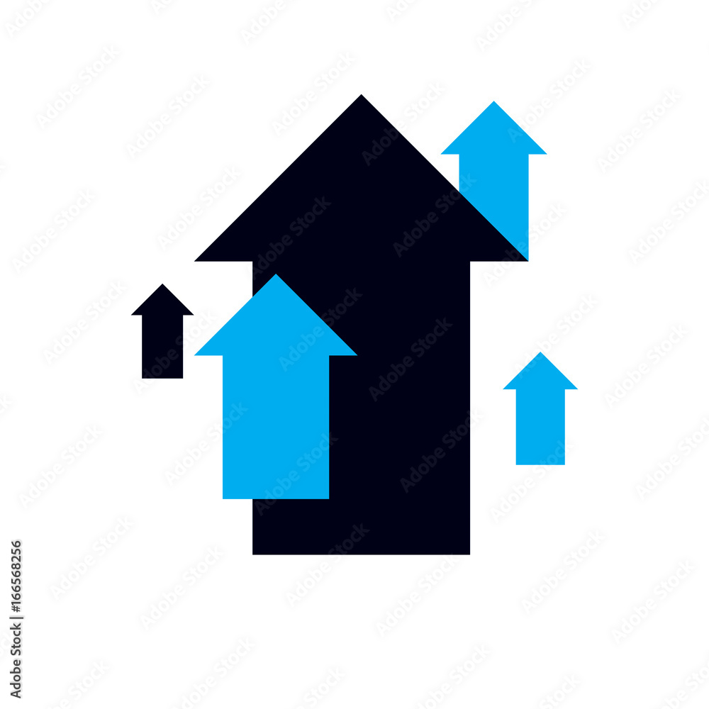 Vector upward trend of business development. Corporate abstract logo, boost up arrow. Company increasing concept. Vector upward trend of business development. Corporate abstract logo, boost up arrow. Company increasing concept.