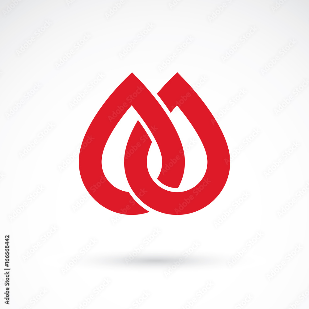 Fototapeta premium Vector red blood drop illustration isolated on white. Healthcare and medical treatment concept for use in pharmacy business.