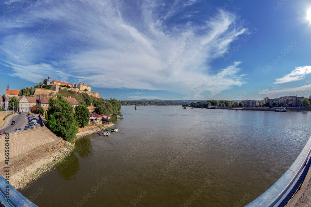 Panoramic view of Petrovaradin Fortress and Danube river