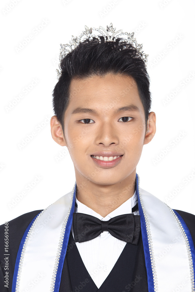 Mister Pageant Contest in Evening Ball suit with Diamond Crown, fashion make up hair style Mister Pageant Contest in Evening Ball suit with Diamond Crown, fashion make up hair style