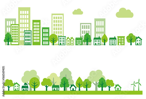 Ecology green city, town and countryside