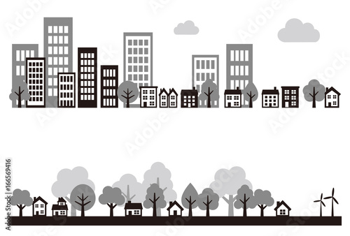 Ecology green city, town and countryside