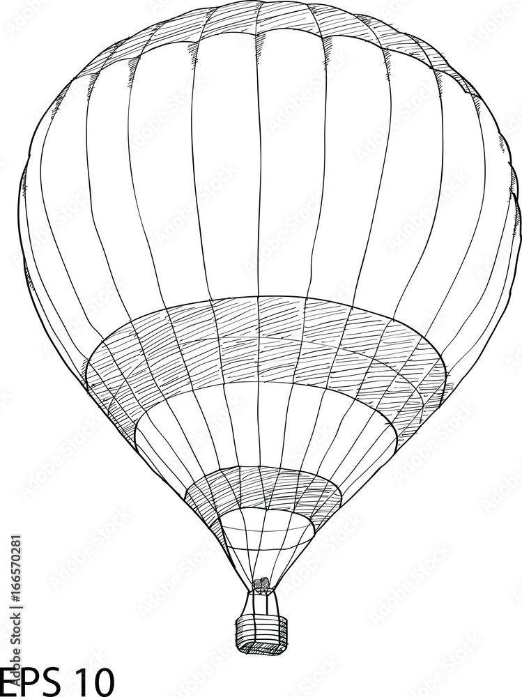 Fototapeta premium Doodle of Hot Air Balloon Vector Sketch Up line, EPS 10.