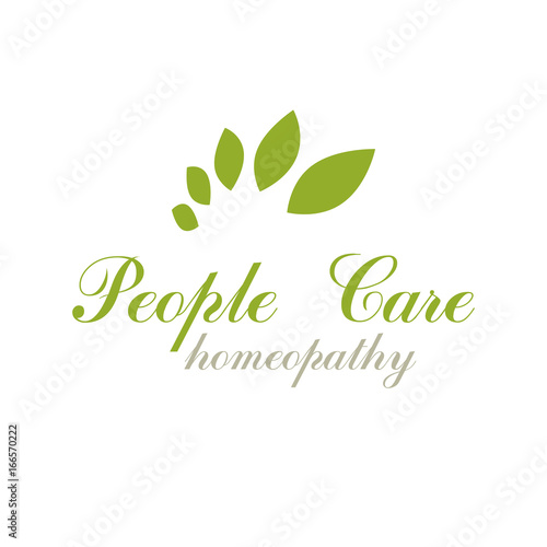 Green spring leaves vector graphic symbol for use in healthcare business. Vegetarian lifestyle conceptual logotype.