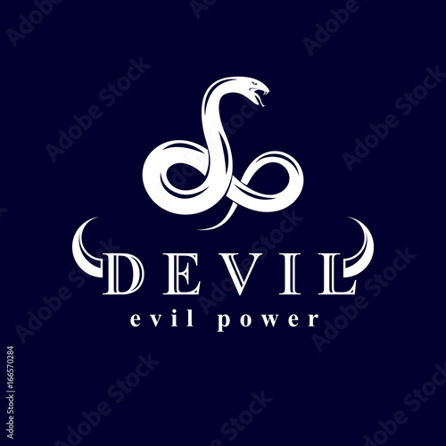 Vector snake symbol created in the shape of limitless. Evil spirit black graphic vector emblem