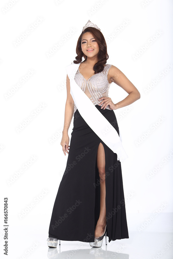 Miss Pageant Contest in Evening Ball Gown long ball dress with Diamond Crown, fashion make up hair style Miss Pageant Contest in Evening Ball Gown long ball dress with Diamond Crown, fashion make up hair style