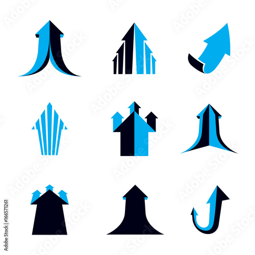Business financial trend, vector upward arrow. Business development logo isolated on  white background . Company increasing  concept.