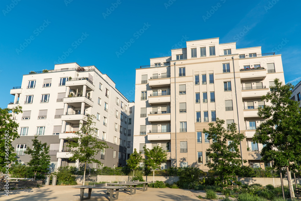 New white apartment houses seen in Berlin, Germany