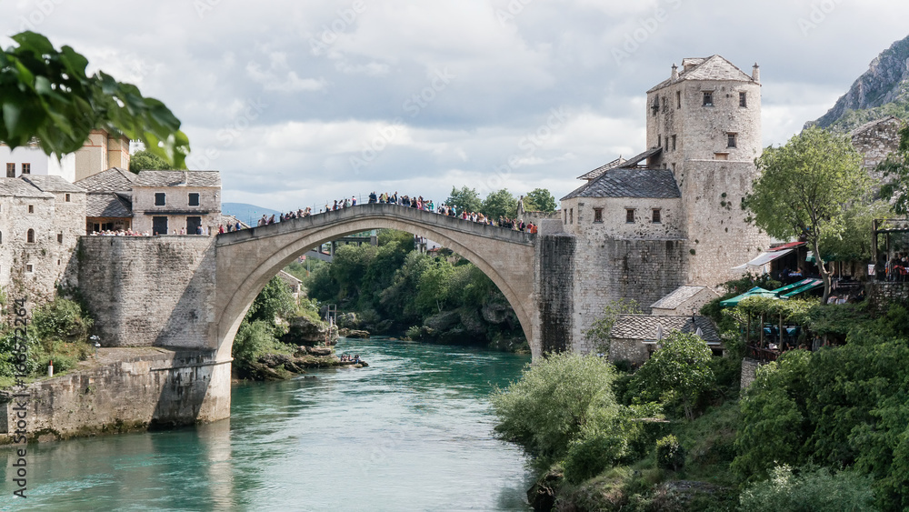 Mostar, Bosnia Herzegovina - May 1, 2014: Stari Most bridge in Mostar
