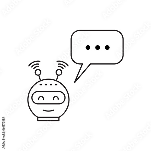 Chatbot avatar icon in a linear fashion for mobile applications isolated on white background