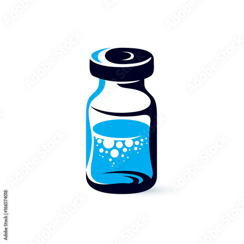 Vector medical bottle illustration Antiviral vaccination idea