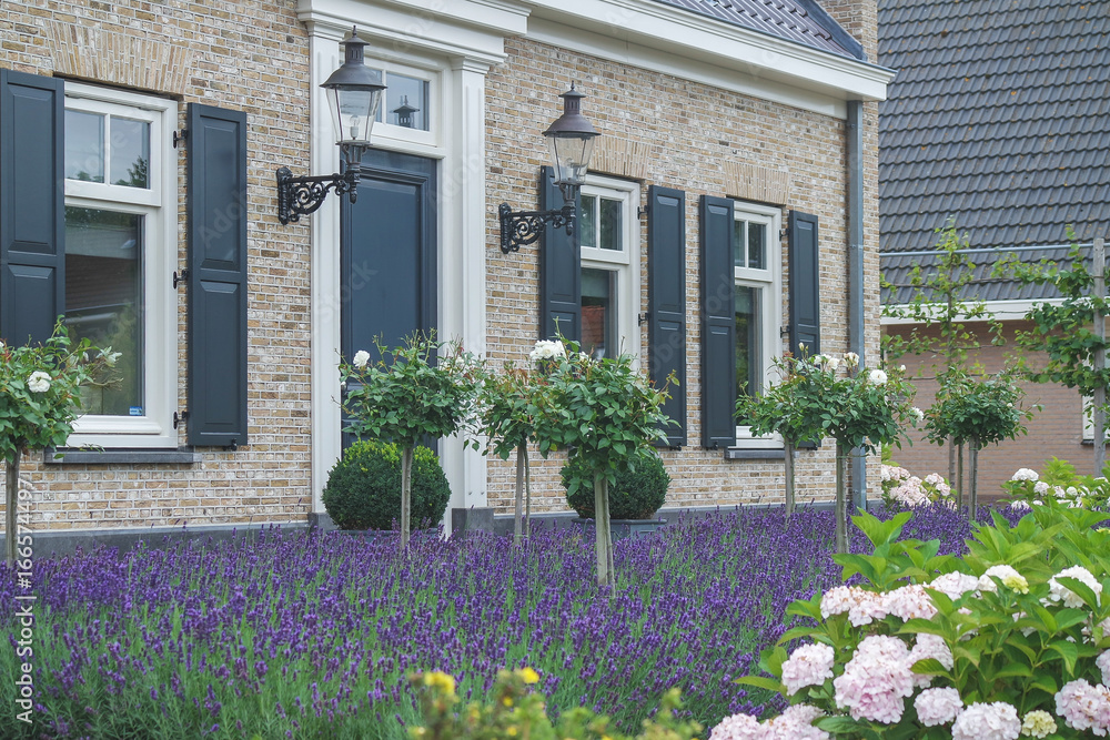 Einfamilienhaus mit Lavendel im StockFoto Adobe Stock