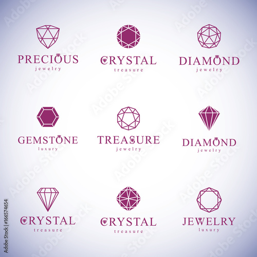 Set of vector abstract geometric shapes best for use as luxury logo. Brilliant jewelry sign.