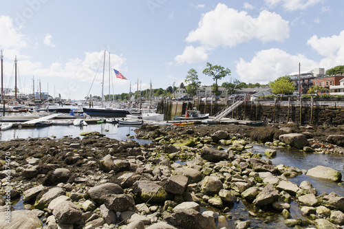 USA, Camden, Maine. The scenic harbor of Camden, Maine. photo