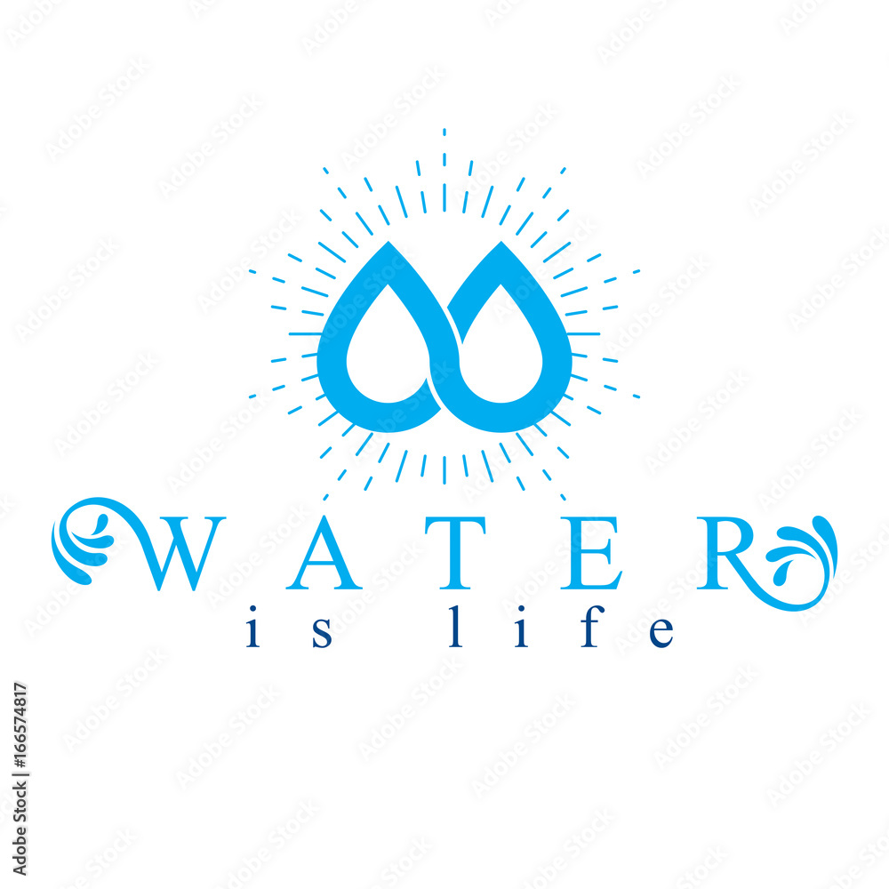 Vector blue clear water drop logo for use as business emblem in spa and resort organizations. Vector blue clear water drop logo for use as business emblem in spa and resort organizations.