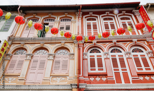 Canvas Print Old buildings in Chinatown, Singapore