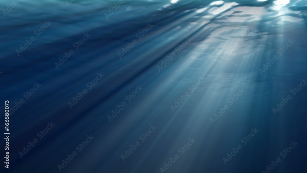 High quality ocean waves from realistic underwater. Light rays shining through. Computer graphic 3d rendering High quality ocean waves from realistic underwater. Light rays shining through. Computer graphic 3d rendering