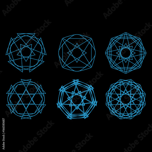 Geometric pattern icon star astrology set pentagram