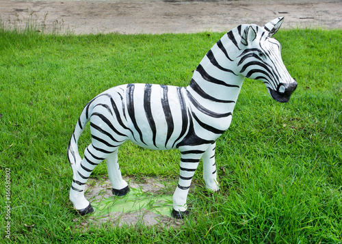 Zebra statue decorating in the garden