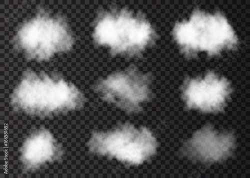 Set of white  smoke cloud  isolated on transparent background.