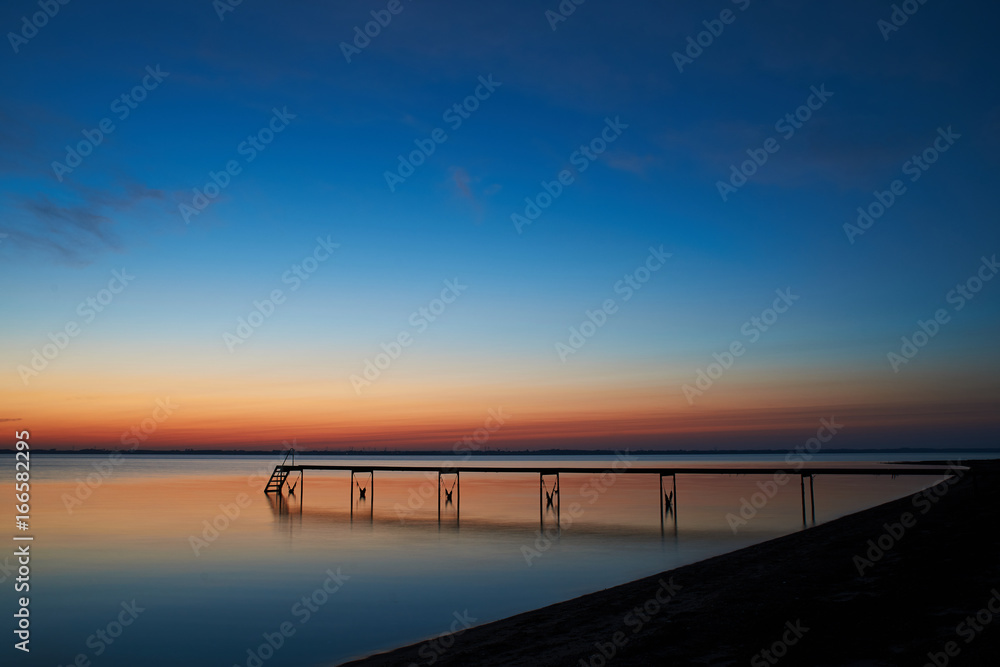 Silence after sunset at Vadum beach in Salling, Denmark
