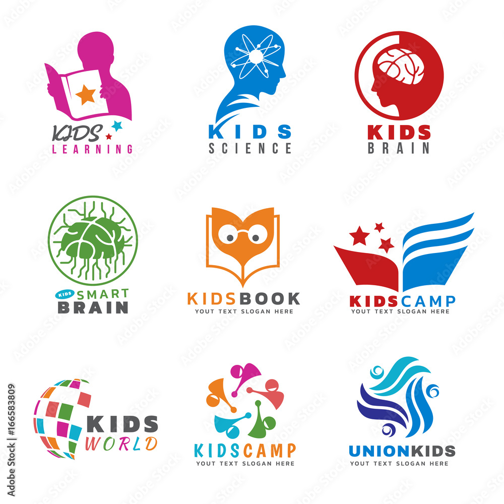Kids for Activities and learning logo vector set design Kids for Activities and learning logo vector set design