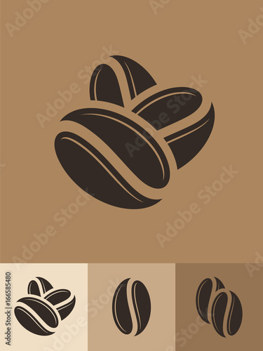 Coffee. Icon set. Abstract coffee beans on brown background