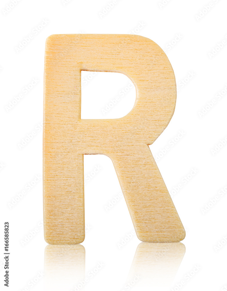 Single capital block wooden letter R. Single capital block wooden letter R.