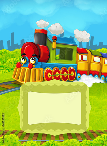 Cartoon train scene with space for text - illustration for the children