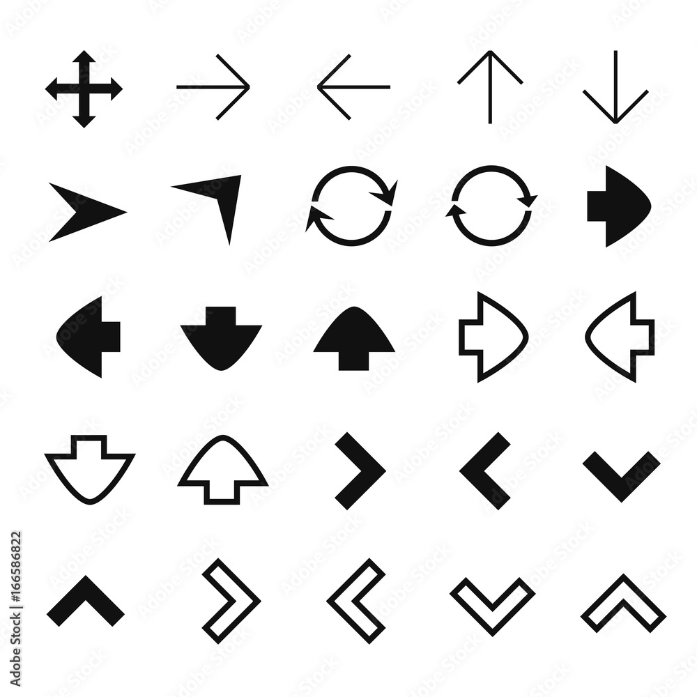 Set of different vector arrows Set of different vector arrows