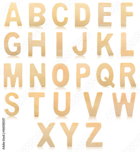 Set of Wooden alphabet letters.