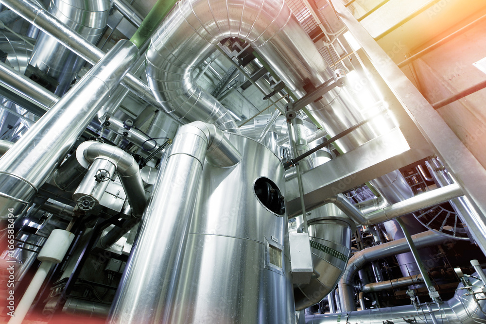 Industrial zone, Steel pipelines, valves and ladders Industrial zone, Steel pipelines, valves and ladders