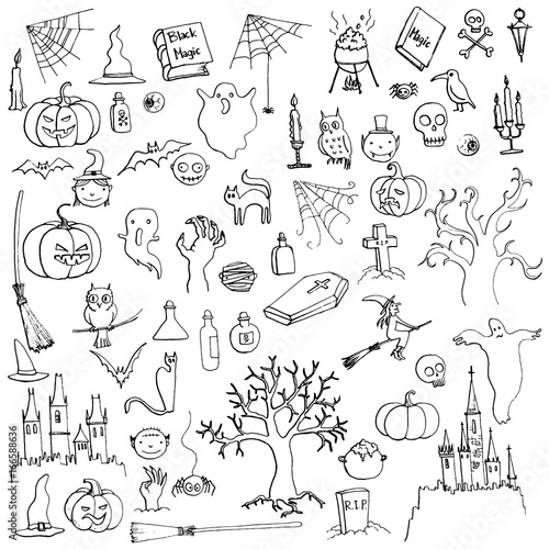 halloween doodle set