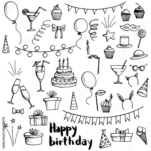 birthday party doodle set