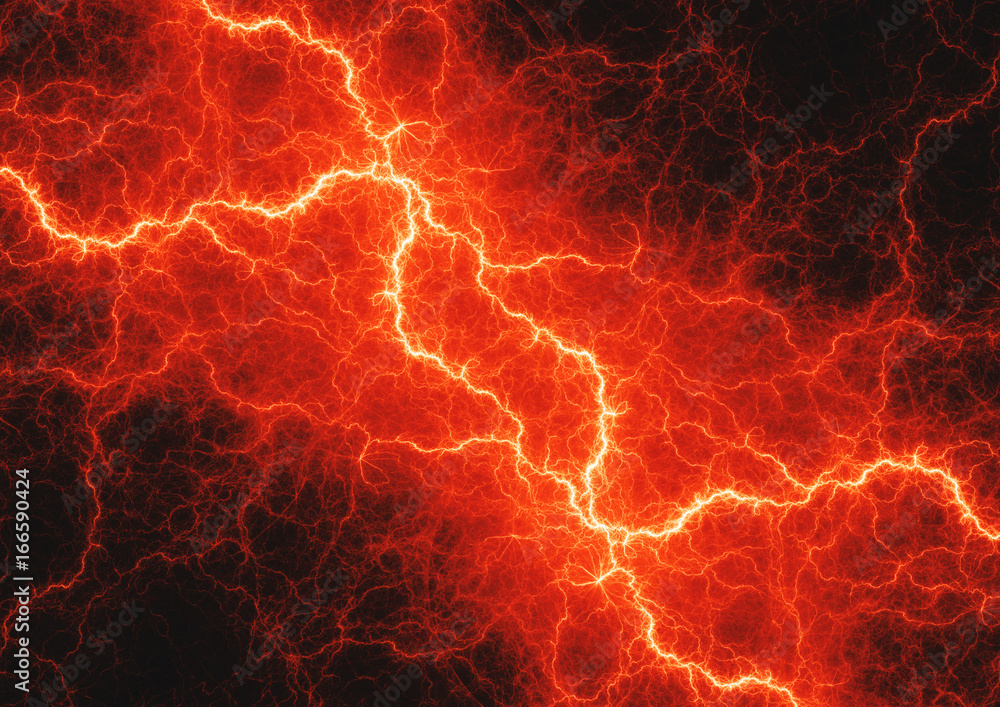 Fototapeta premium Hot orange lightning, plasma power