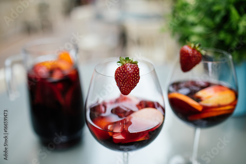 Wallpaper Mural Summer drink Sangria with orange and cranberry. Selective focus. Copy space Torontodigital.ca