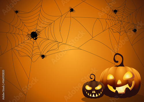 Halloween night background with pumpkin.Vector illustration.