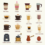 Coffee types vector set