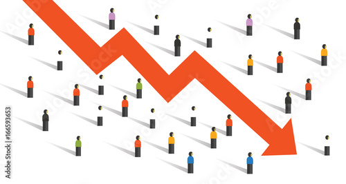 arrow down crisis economy people crowd around people falling chart economy investment